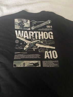 Warthog A10 Graphic Tee - Black with White Print 2x over size